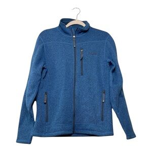 Men’s Stio Wilcox Fleece full zip, blue heathered color jacket, size small
